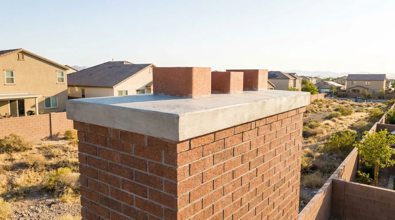 Newly built brick chimney with a fresh concrete crown in Spring Valley, Nevada
